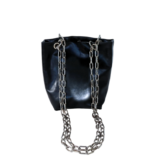 BLACK LEATHER CHAIN BAG